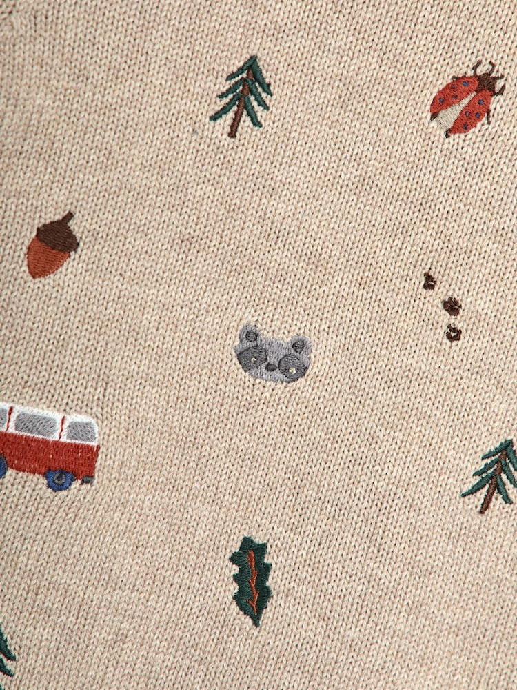 JoJo Maman Bébé Natural Embroidered Jumper - Image 3 of 3