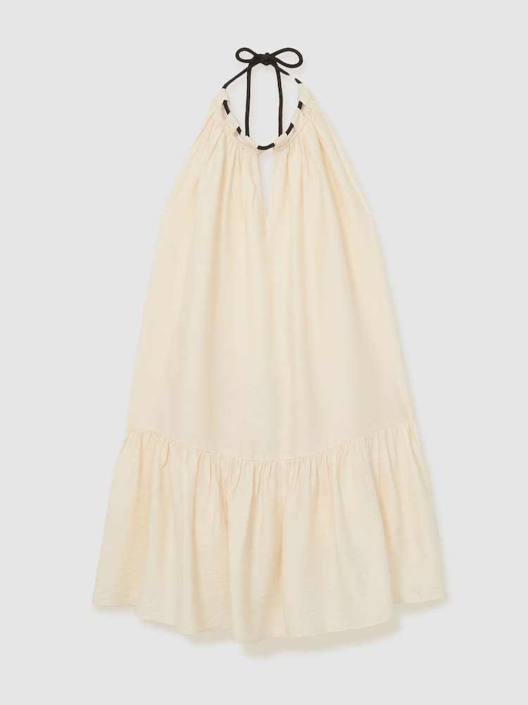 Reiss Cream Nina Halterneck Beach Cover-Up Swing Dress - Image 2 of 6