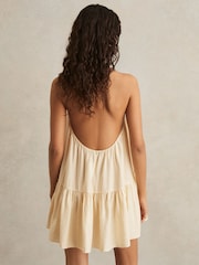 Reiss Cream Nina Halterneck Beach Cover-Up Swing Dress - Image 4 of 6