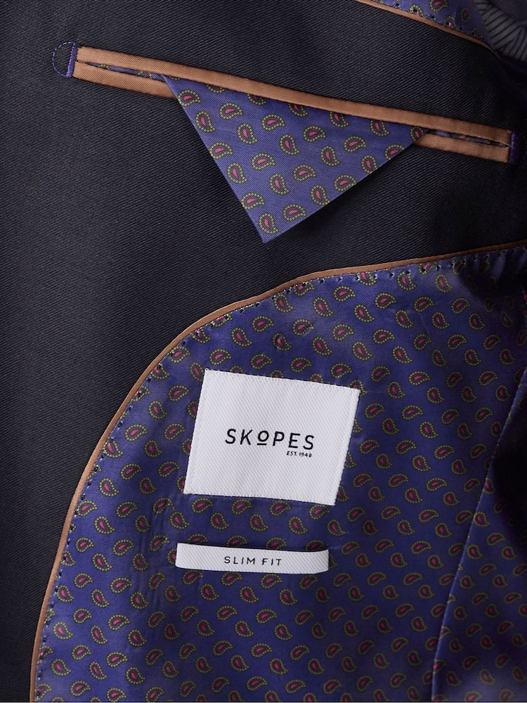 Синий - Костюмный пиджак зауженного кроя Skopes Farnham - Изображение 4 из 4