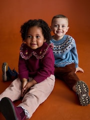 JoJo Maman Bébé Blue Fair Isle Jumper - Image 1 of 4