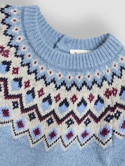 JoJo Maman Bébé Blue Fair Isle Jumper - Image 5 of 7