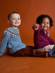 JoJo Maman Bébé Blue Fair Isle Jumper - Image 7 of 7