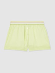 Reiss Lemon Yellow Kiera Linen-Blend Contrast-Waist Boxer Shorts - Image 2 of 6