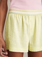 Reiss Lemon Yellow Kiera Linen-Blend Contrast-Waist Boxer Shorts - Image 4 of 6