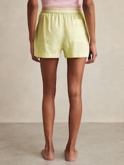 Reiss Lemon Yellow Kiera Linen-Blend Contrast-Waist Boxer Shorts - Image 5 of 6