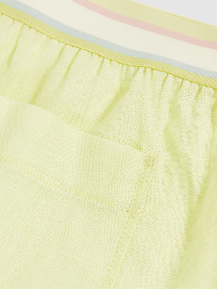 Reiss Lemon Yellow Kiera Linen-Blend Contrast-Waist Boxer Shorts - Image 6 of 6