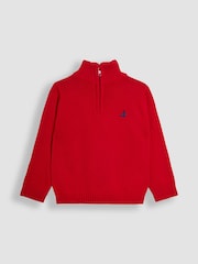JoJo Maman Bébé Red Classic Half Zip Jumper - Image 1 of 3