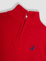 JoJo Maman Bébé Red Classic Half Zip Jumper - Image 3 of 3