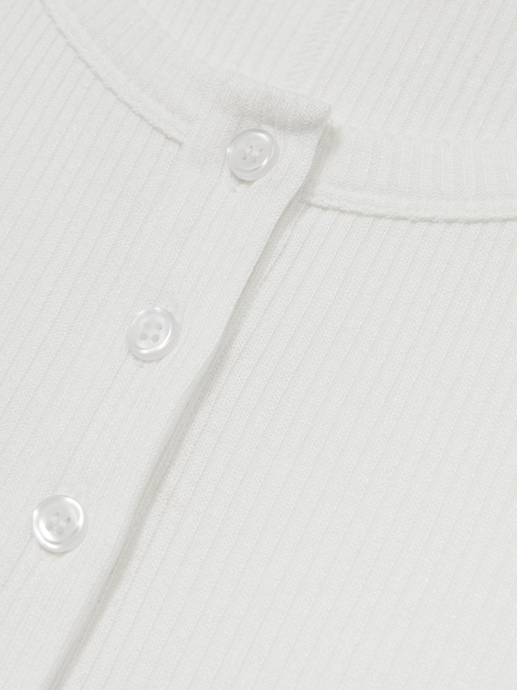 Reiss White Erin Fine-Rib Button-Placket Vest - Image 6 of 6