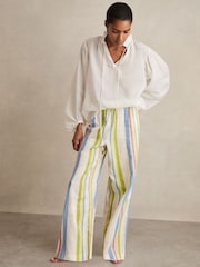 Reiss Stevie Linen-Blend Stripe Trousers - Bild 1 von 7