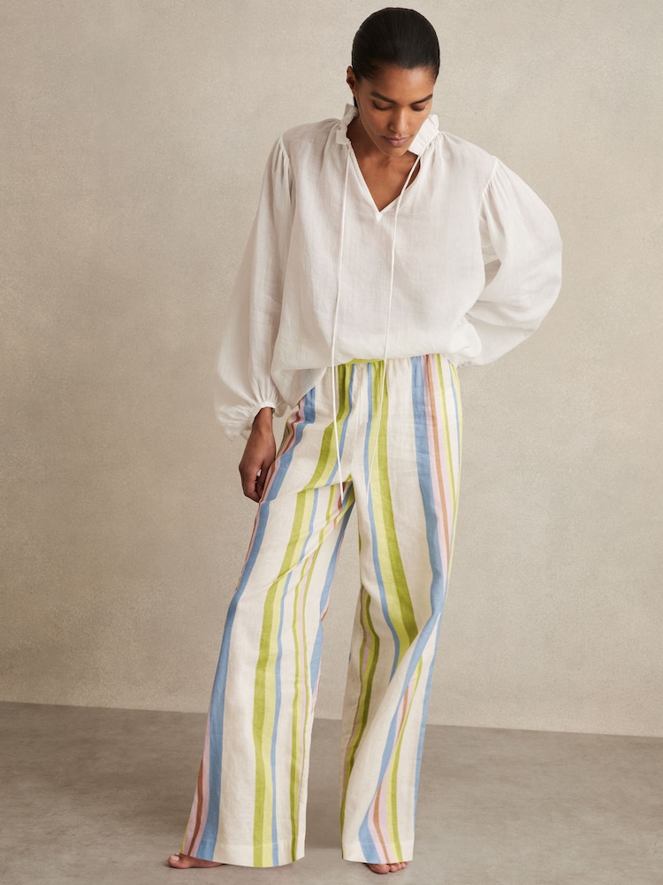 Reiss Stevie Linen-Blend Stripe Trousers - Bild 1 von 7 Reiss Stevie Linen-Blend Stripe Trousers - Bild 1 von 7