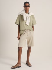 Reiss Sage Green Ziggy Reiss | Les 100 Ciels Oversize T-Shirt - Image 1 of 6