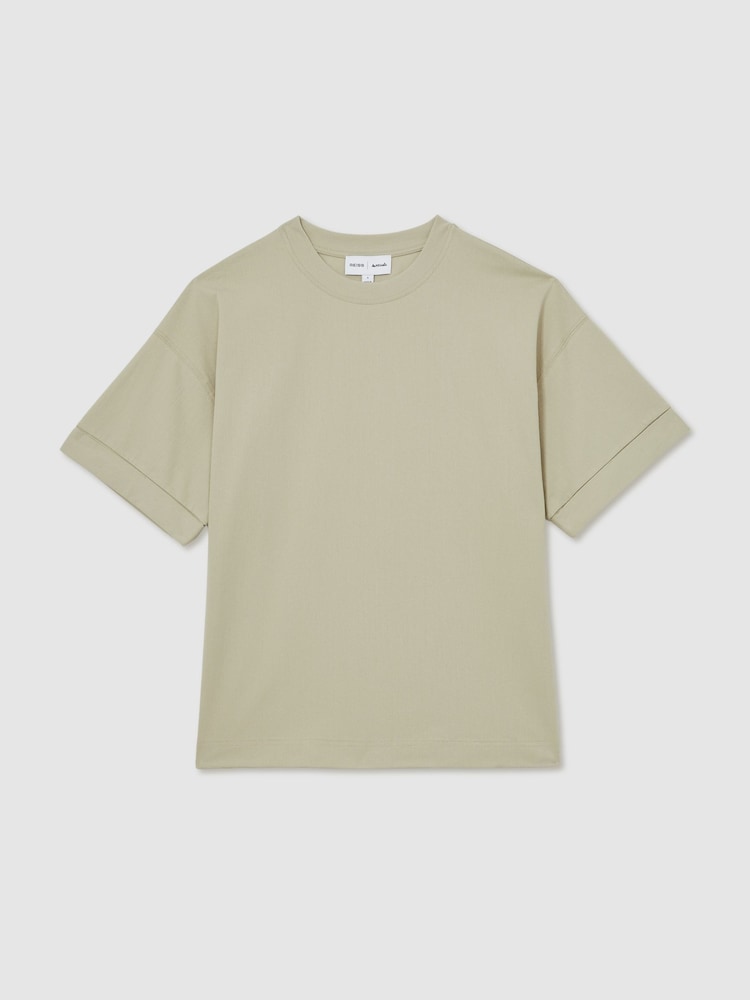 Reiss Sage Green Ziggy Reiss | Les 100 Ciels Oversize T-Shirt - Image 2 of 6