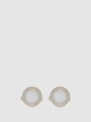 Reiss Silver Tone Digby Inlaid Round Ridge Cufflinks - Image 1 of 5