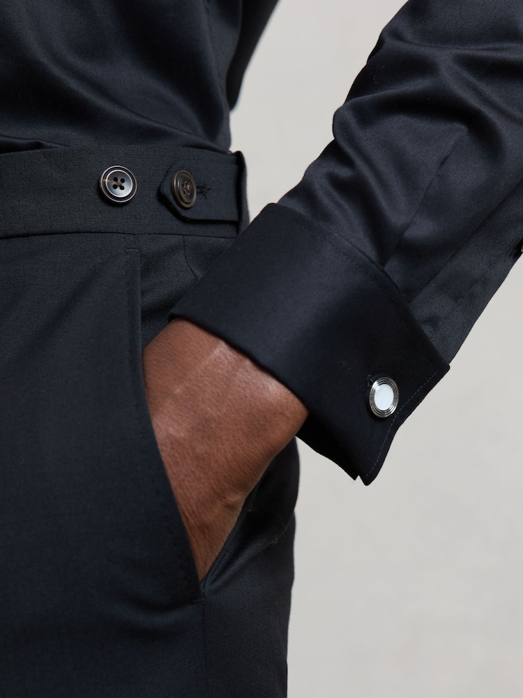 Reiss Silver Tone Digby Inlaid Round Ridge Cufflinks - Image 2 of 5