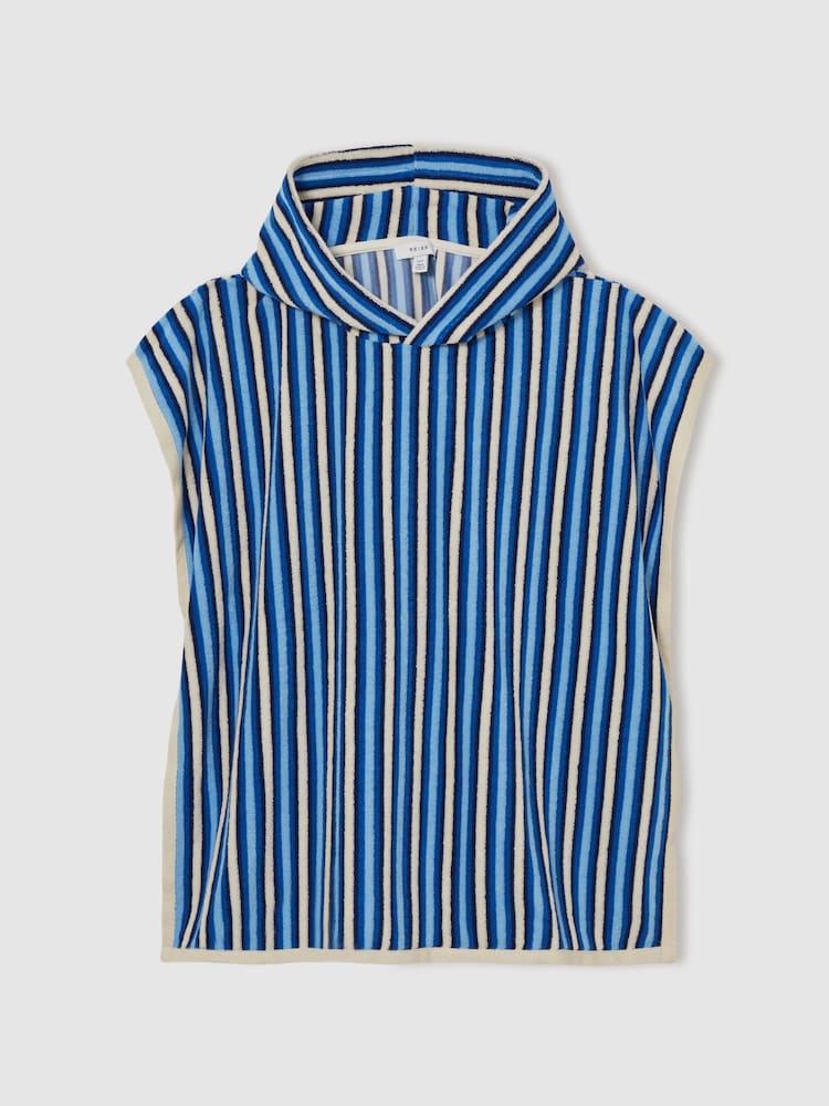 Reiss Blue Multi Pico 9-13 yrs Stripe Hooded Towel Cape - Image 2 of 4