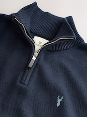 Navy Blue Stag Logo Regular Fit Premium Quarter Zip Jumper - Image 7 of 7