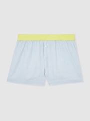 Reiss Blue Kiera Linen-Blend Contrast-Waist Boxer Shorts - Image 2 of 6