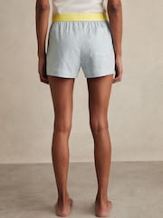 Reiss Blue Kiera Linen-Blend Contrast-Waist Boxer Shorts - Image 4 of 6