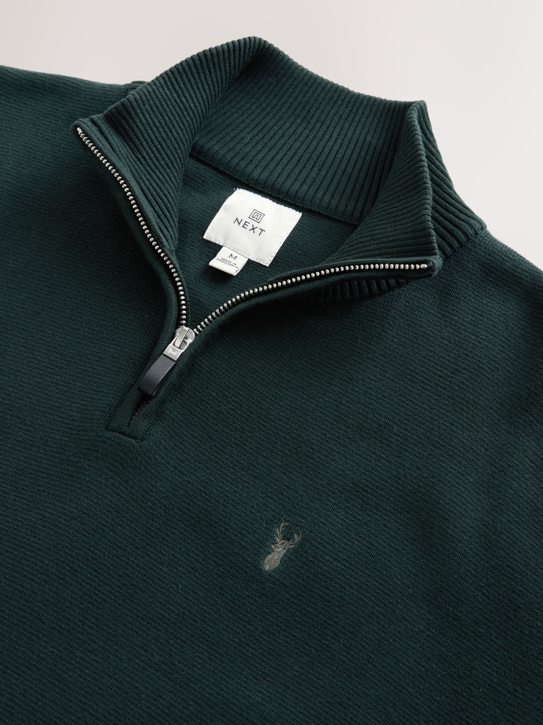 Buy Dark Green Stag Logo Quarter Zip Jumper from Next Canada