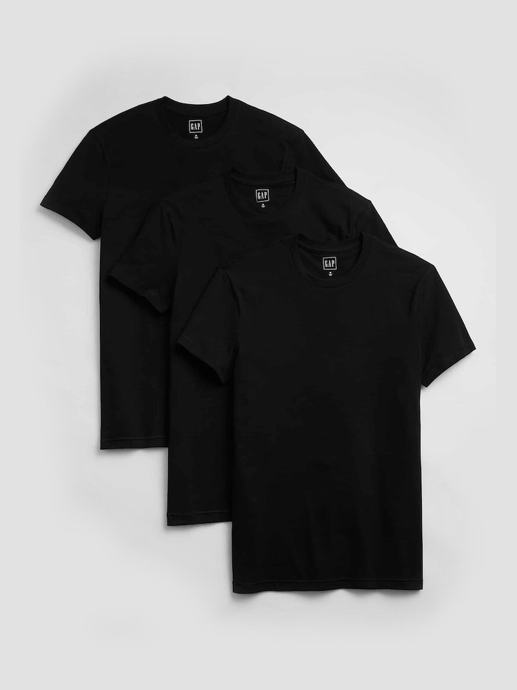 Schwarz - Gap – T-Shirts mit Rundhalsausschnitt und kurzen Ärmeln im 3er-Pack - Bild 1 von 1
