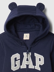 Gap Navy Blue Logo Hooded Baby All In One (Newborn-12mths) - Image 3 of 3