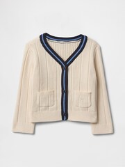 Gap Cream Cotton V-Neck Ribbed Knit Cardigan (Newborn-24mths) - Image 1 of 3
