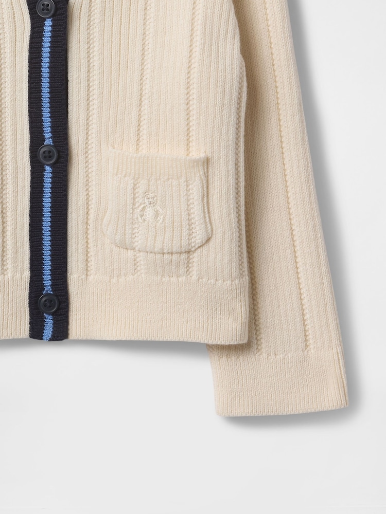 Gap Cream Cotton V-Neck Ribbed Knit Cardigan (Newborn-24mths) - Image 3 of 3