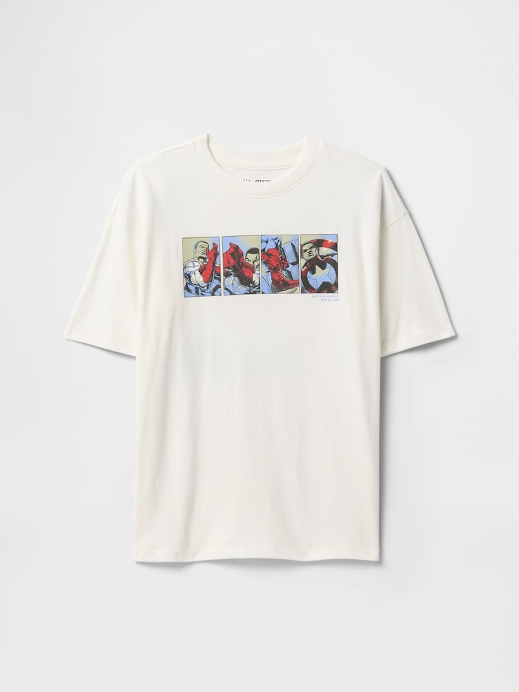 Gap White Captain America Marvel Graphic T-Shirt (4-13yrs) - Image 1 of 3