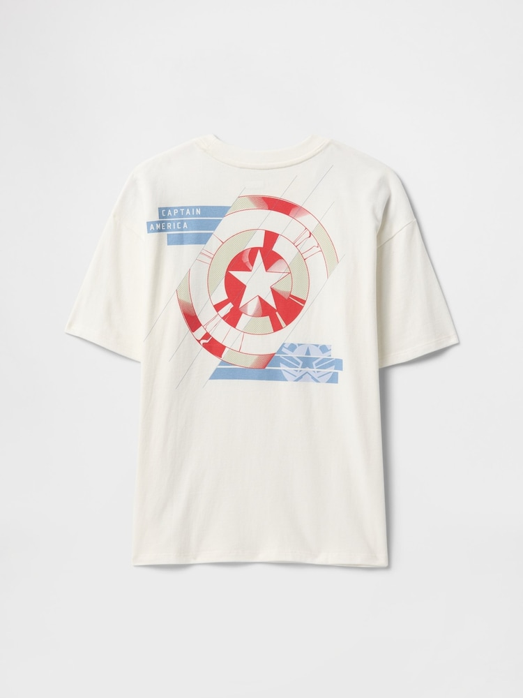 Gap White Captain America Marvel Graphic T-Shirt (4-13yrs) - Image 2 of 3