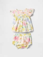 Gap Cream Floral Linen-Cotton Ruffle Outfit Set (Newborn-24mths) - Image 1 of 3
