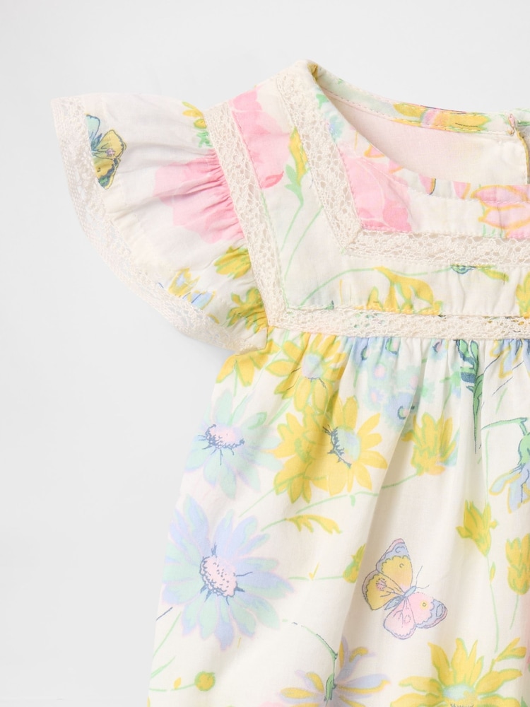 Gap Cream Floral Linen-Cotton Ruffle Outfit Set (Newborn-24mths) - Image 3 of 3