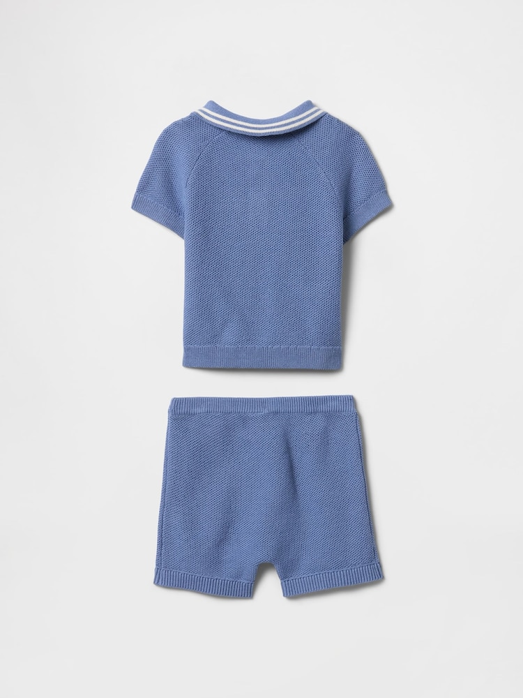 Gap Blue Polo & Shorts Outfit Set (Newborn-24mths) - Image 2 of 3