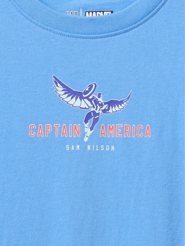Gap Blue Captain America Marvel Graphic T-Shirt (4-13yrs) - Image 2 of 3