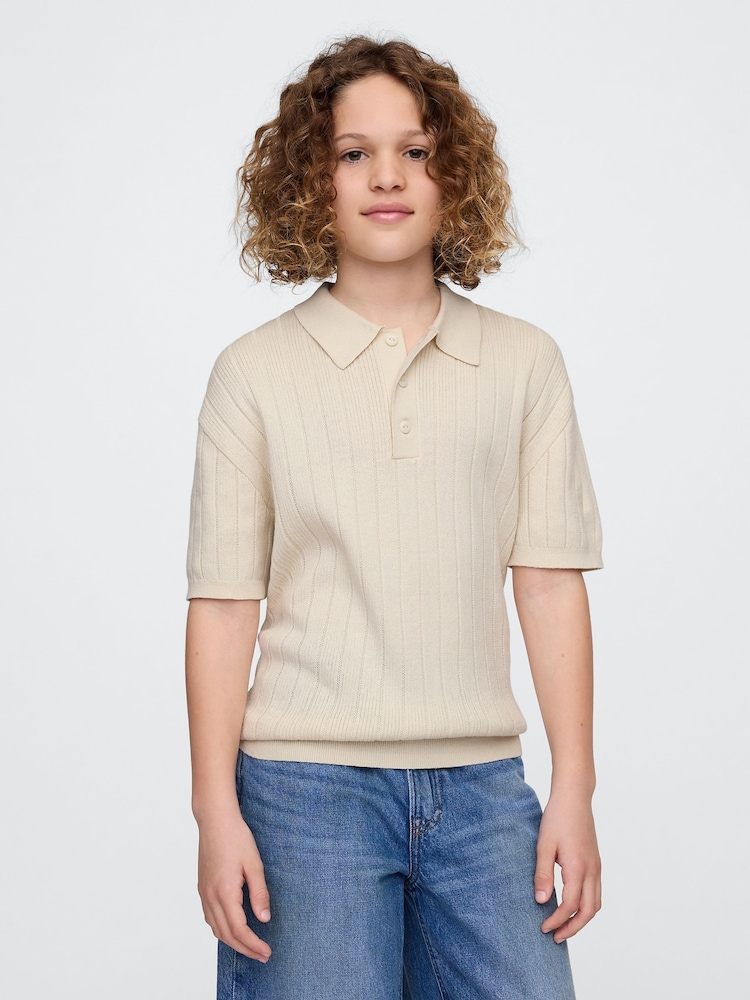 Marrón - Polo de punto acanalado de Gap (4-13 años) - Imagen 1 de 5
