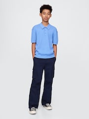 Gap Blue Rib Knit Polo Shirt (4-13yrs) - Image 1 of 4