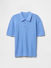 Gap Blue Rib Knit Polo Shirt (4-13yrs) - Image 3 of 4