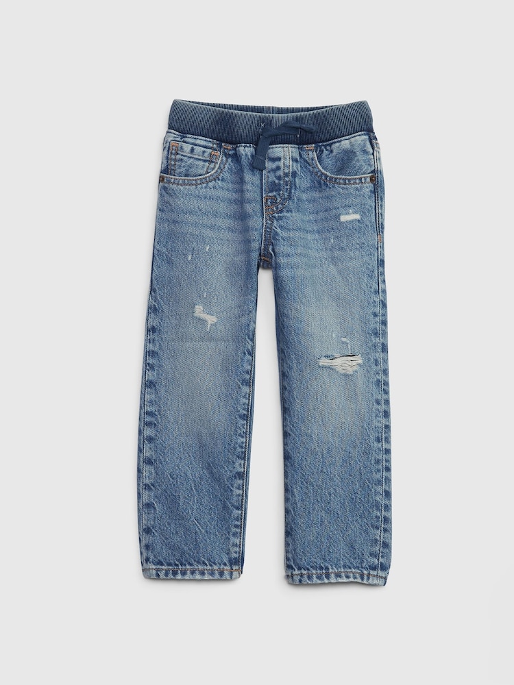 Gap Blue High Waisted Straight Pull On Jeans (6mths-5yrs) - Image 1 of 4