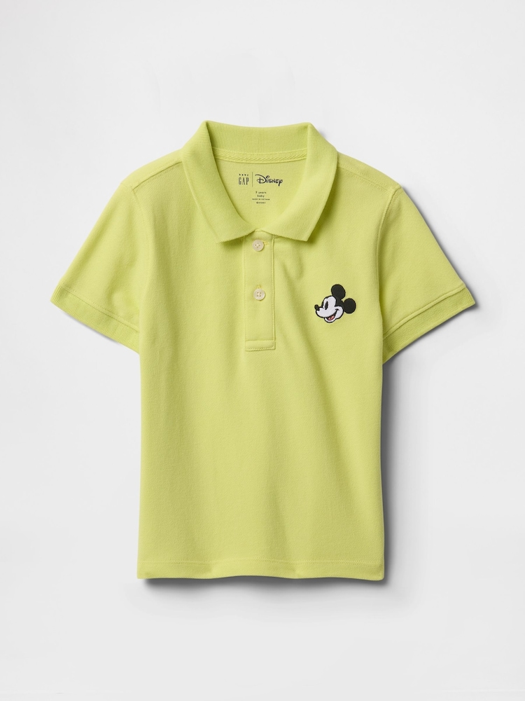 Gap Lime Green Mickey Mouse Disney Pique Polo Shirt (6mths-5yrs) - Image 1 of 3