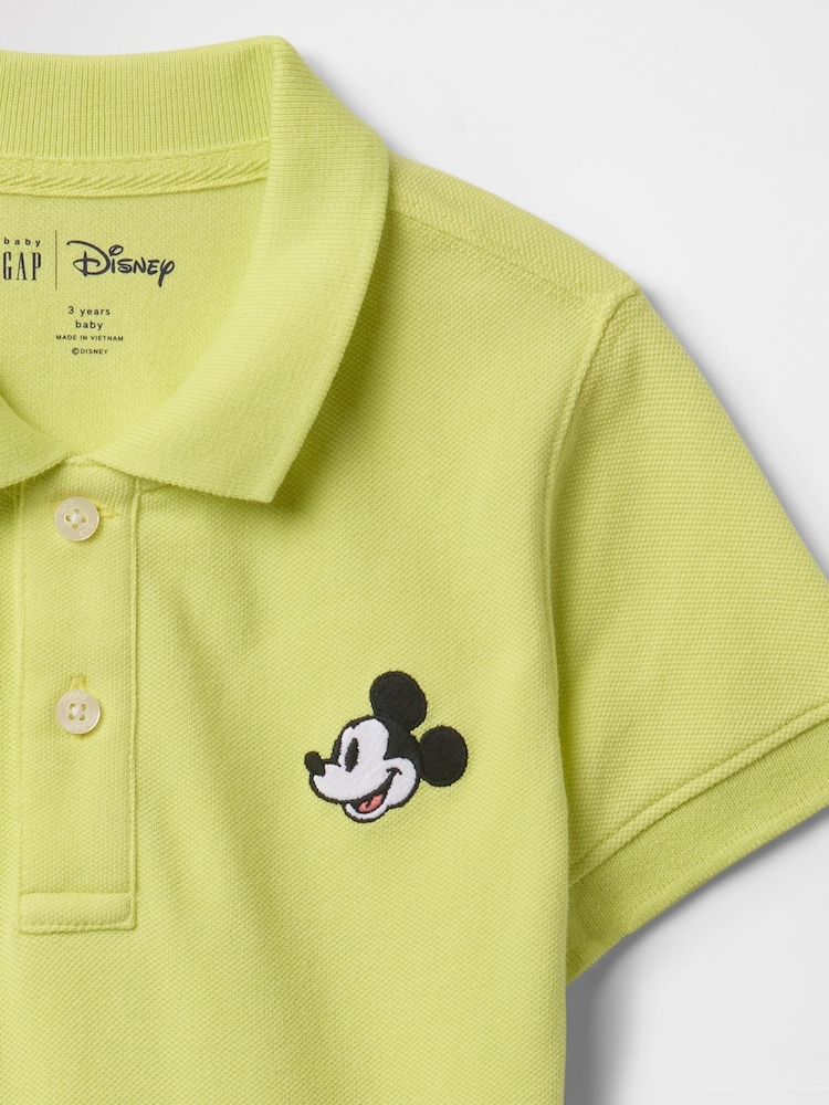 Gap Lime Green Mickey Mouse Disney Pique Polo Shirt (6mths-5yrs) - Image 3 of 3