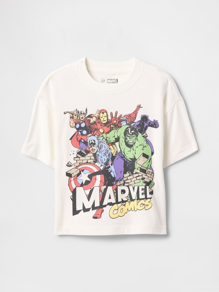 Gap White Marvel Oversized Graphic Short Sleeve T-Shirt (6mths-5yrs) - Image 1 of 2