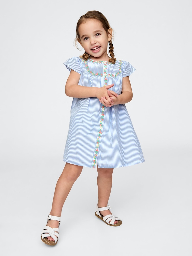 Gap Blue Flutter-Sleeve Shirtdress (6mths-5yrs) - Image 1 of 3
