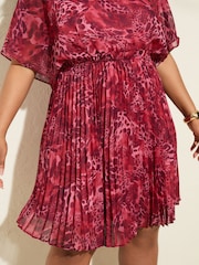 Friends Like These Pink Animal Chiffon Cape Sleeve Pleated Mini Dress - Image 3 of 4