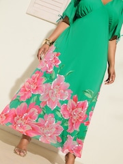 Friends Like These Green Chiffon Embellished V-Neck Empire Maxi Dress - Image 2 of 4