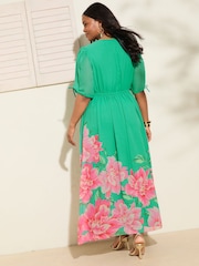 Friends Like These Green Chiffon Embellished V-Neck Empire Maxi Dress - Image 4 of 4