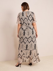 Friends Like These Black Curve Short Sleeve Chiffon Tiered Maxi Dress - Image 4 of 4