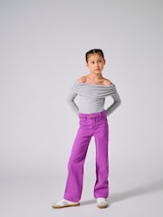 ONLY KIDS Grey Long Sleeve Off Shoulder Bardot Top - Image 1 of 4
