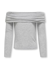 ONLY KIDS Grey Long Sleeve Off Shoulder Bardot Top - Image 3 of 4