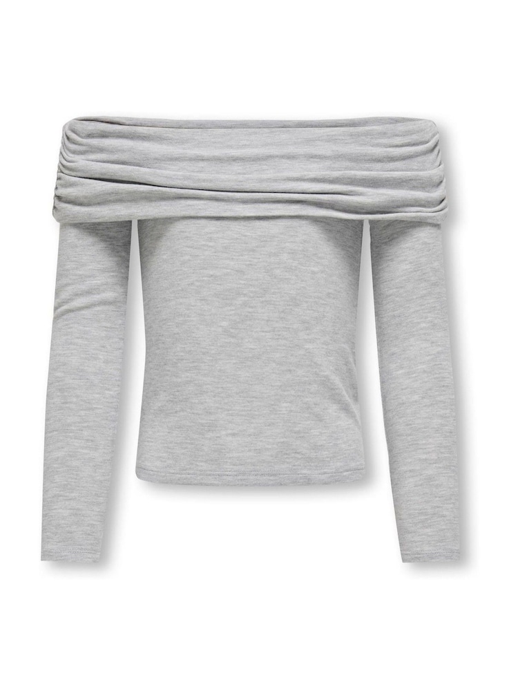 ONLY KIDS Grey Long Sleeve Off Shoulder Bardot Top - Image 3 of 4